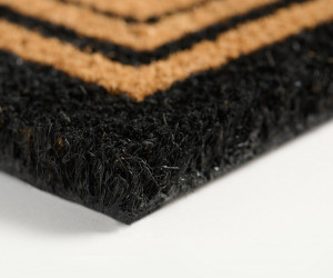 Black 3 Ticking Stripe Doormat